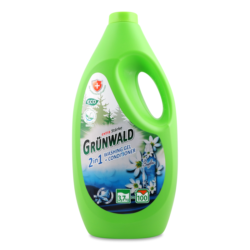 Засіб мийний синтетичний д/кольорових та білих тканин 2в1 рідкий 3,7кг Грюнвальд