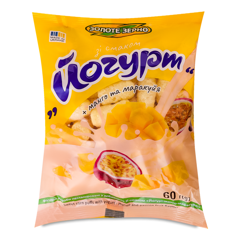 Вироби фігурні Йогурт Манго Маракуйя неглазуровані 60г Золоте зерно