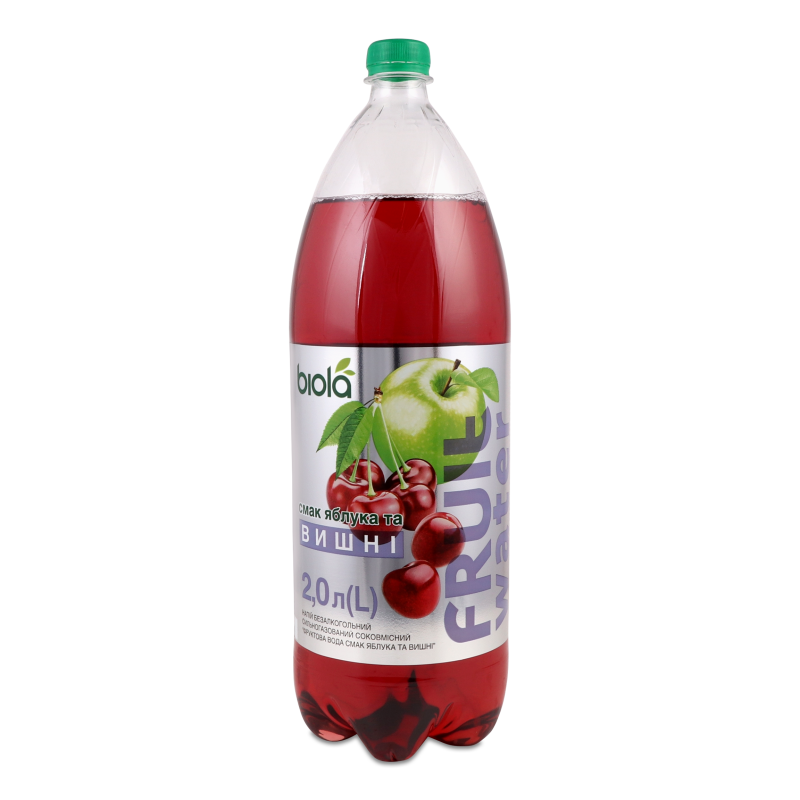 Напій безалкогольний Фруктова вода з смаком Яблука та вишні сильногазований 2л пет Біола