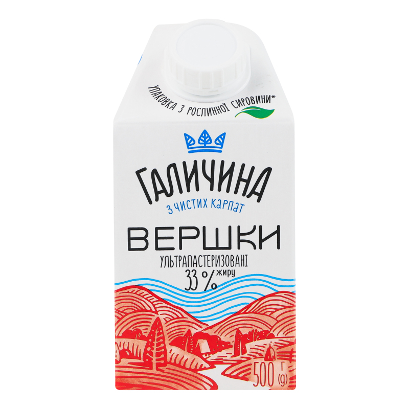Сливки 33% ультрапастеризованные Галичина т/п 500г Галичина ...