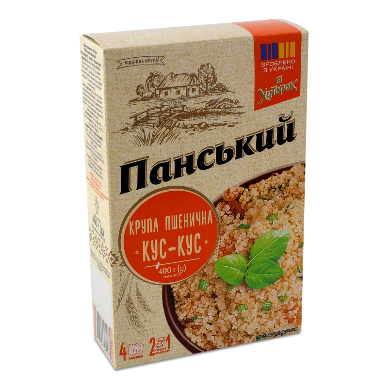 Крупа пшенична Кус-кус 4*100г пакет Хуторок панський