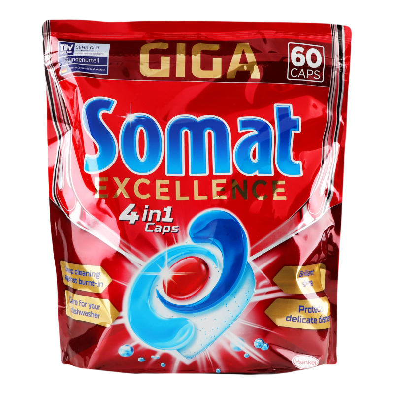 Капсулы для посудомоечной машины 4 in 1 Caps Excellence Somat 60х17.3г ...