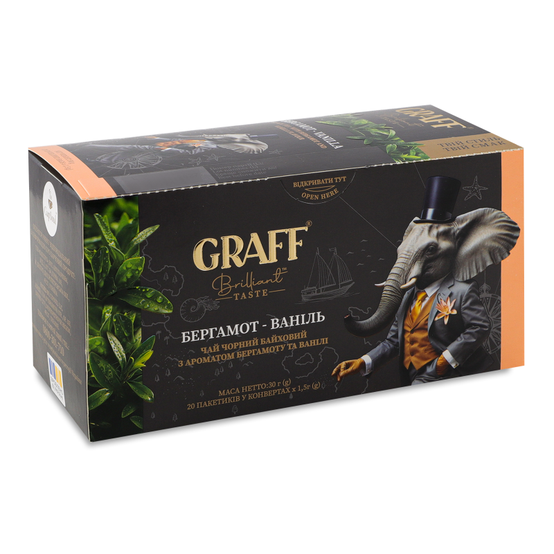 Чай Бергамот-Ваніль чорний байховий 20*1,5г Graff