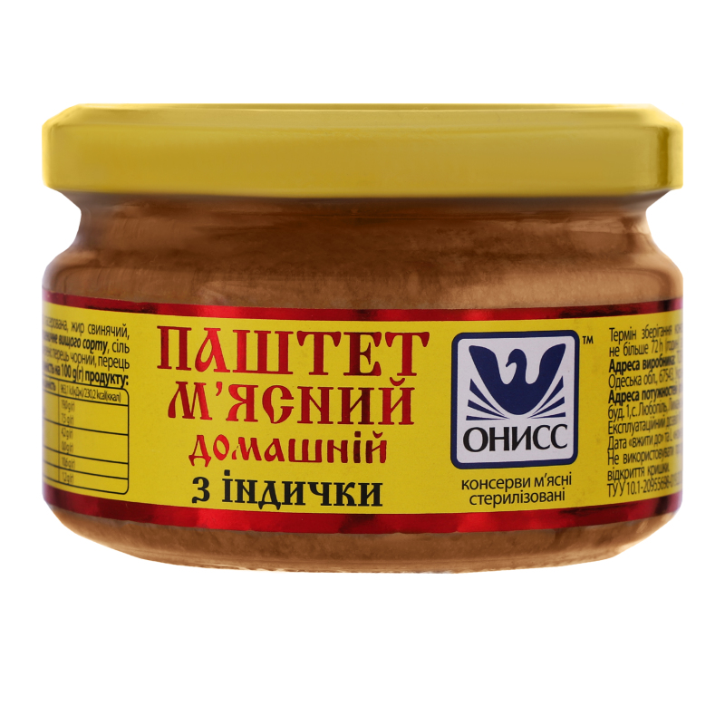 Паштет мясной из индейки домашний Онисс с/б 200г Онисс(4820007995835 ...