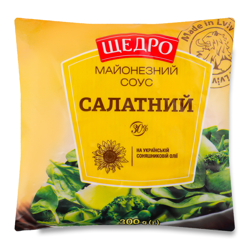 Соус майонезний Салатний 30% 300г п/е Щедро