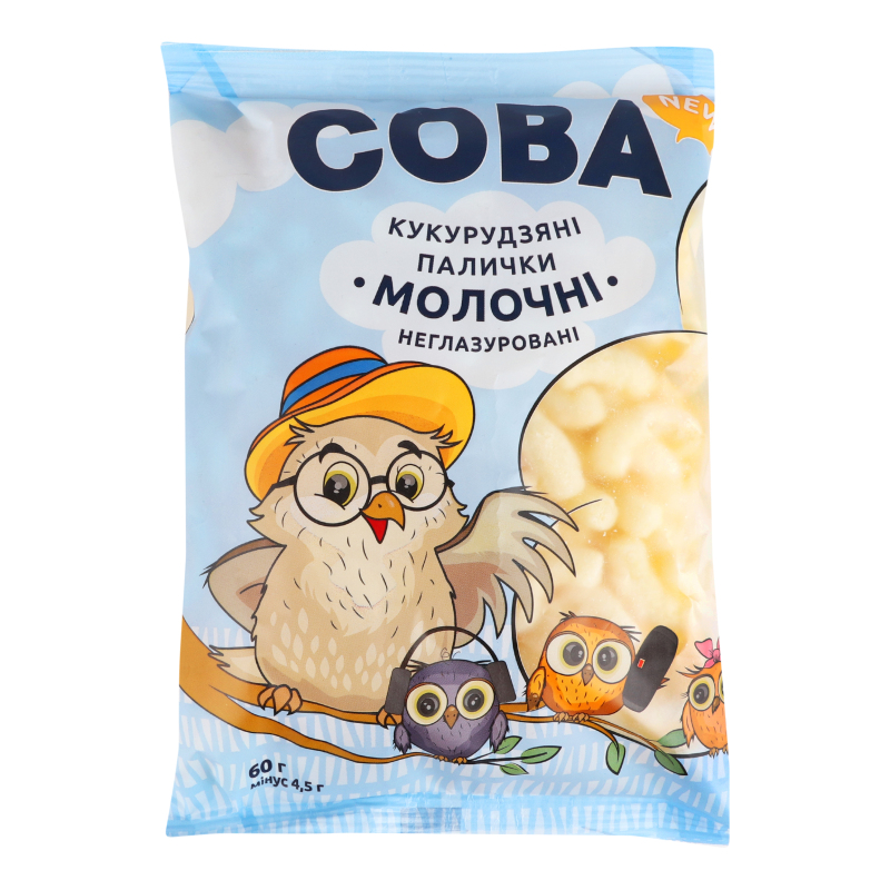 Палочки кукурузные молочные неглазированные м/у Сова 60г Сова ...