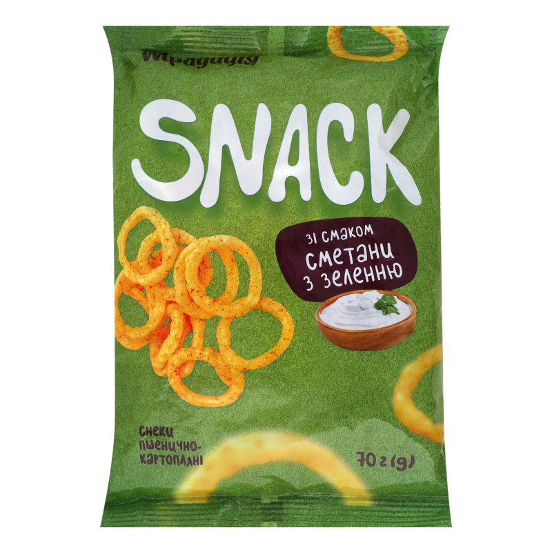 Снеки пшенично-картопляні зі смаком сметани з зеленню Snack Традиція м/у