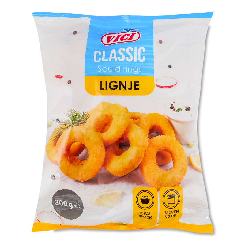 Кільця кальмарові в паніровці заморожені 300г Vici