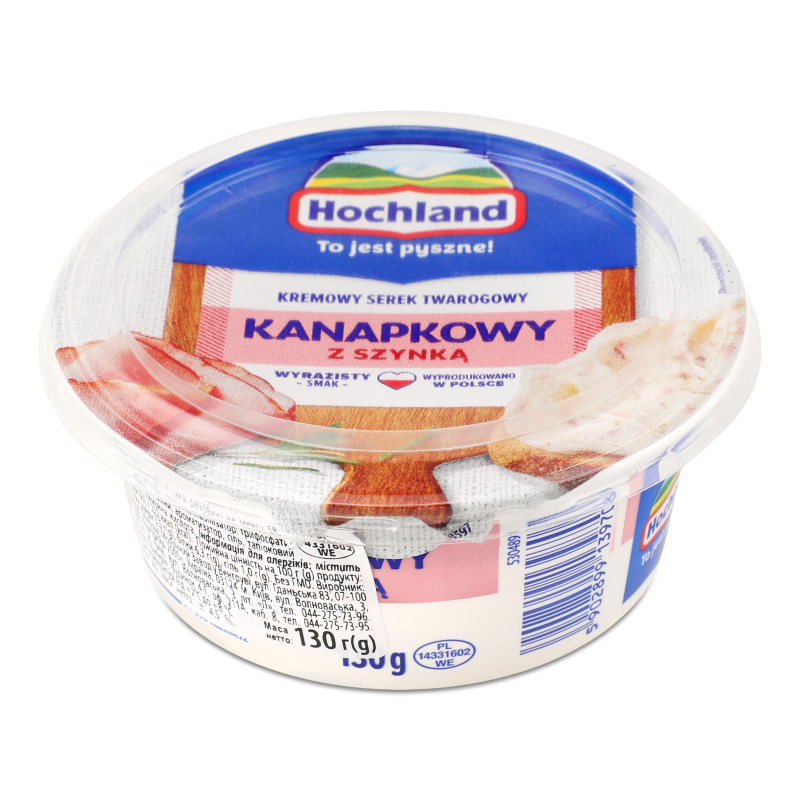 Крем-сир канапковий з шинкою 58% 130г стакан Хохланд