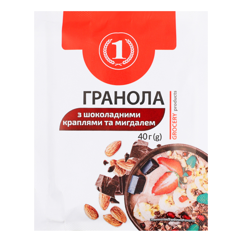 Гранола з шоколадними краплями та мигдалем ТМ "1" м/у