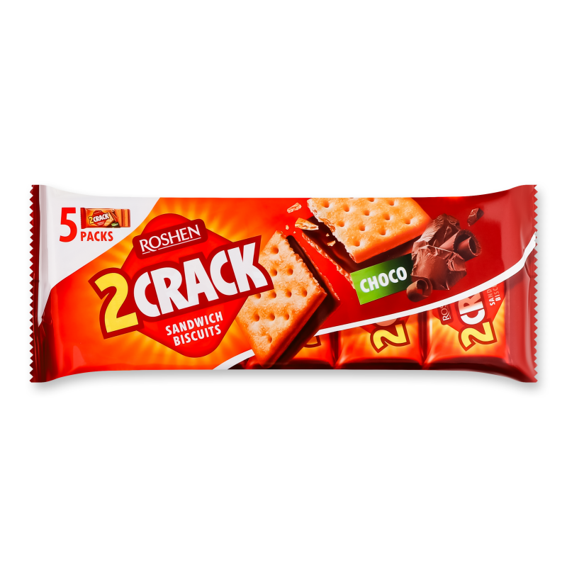 Печиво затяжне 2 Crack з шоколадною начинкою 190г Roshen