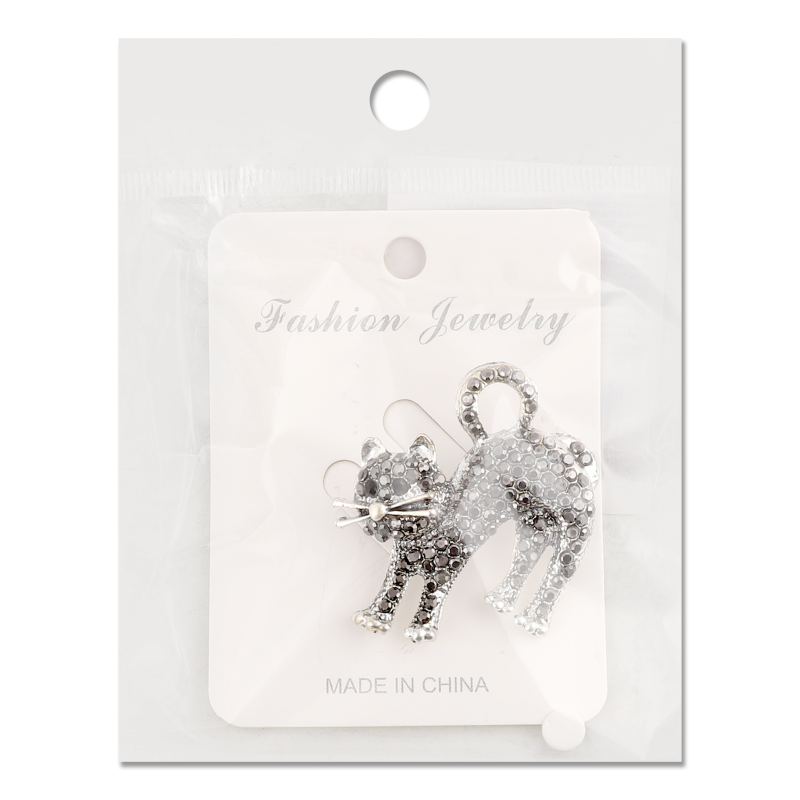 Брошка Котик з камінцями 3*5см