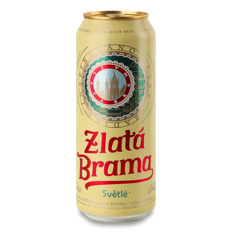 Пиво світле 5% 0,5л ж/б Zlata Brama
