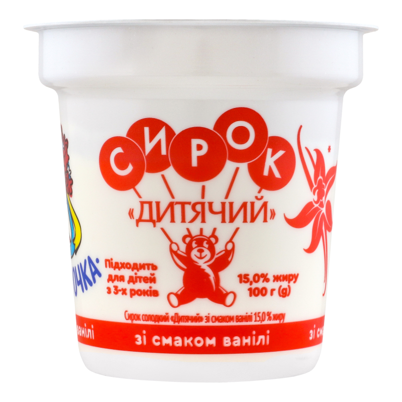Творожок 15% для детей от 3лет сладкий со вкусом ванили Детский Слов ...