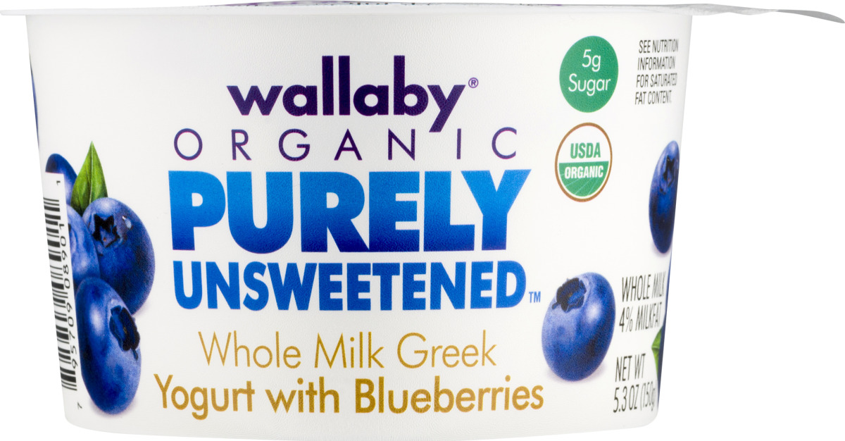 Wallaby Organic Purely Unsweetened Whole Milk Greek Yogurt With
