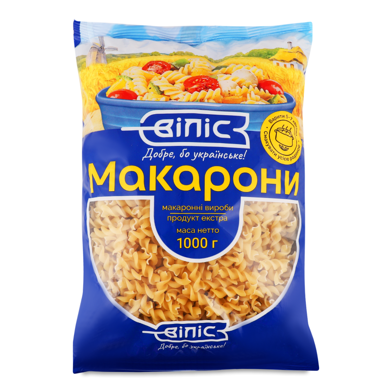 Вироби макаронні Спіральки 1кг п/е Віліс