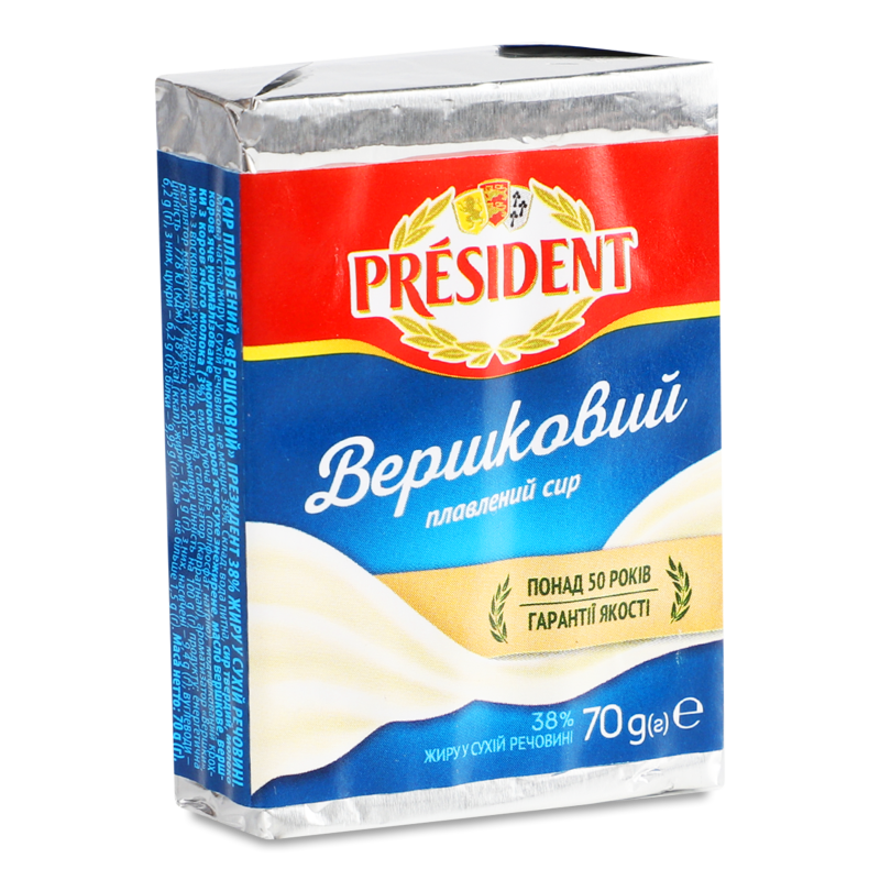 Сир плавлений Вершковий 38% 70г President