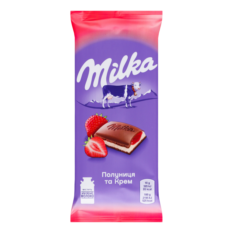 Шоколад stollwerck milka десерт Крем-клубника 90г (7622300437848)