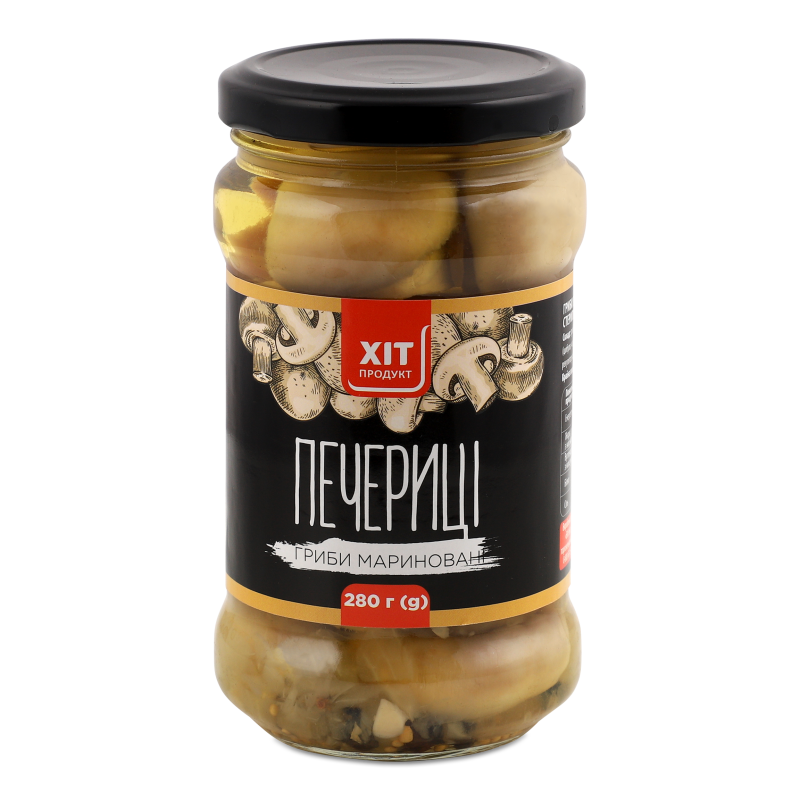 Гриби Печериці цілі мариновані 280г твіст/б Хіт Продукт