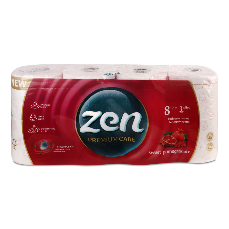 Папір туалетний Premium Pomegranate 3шари 8шт ZEN
