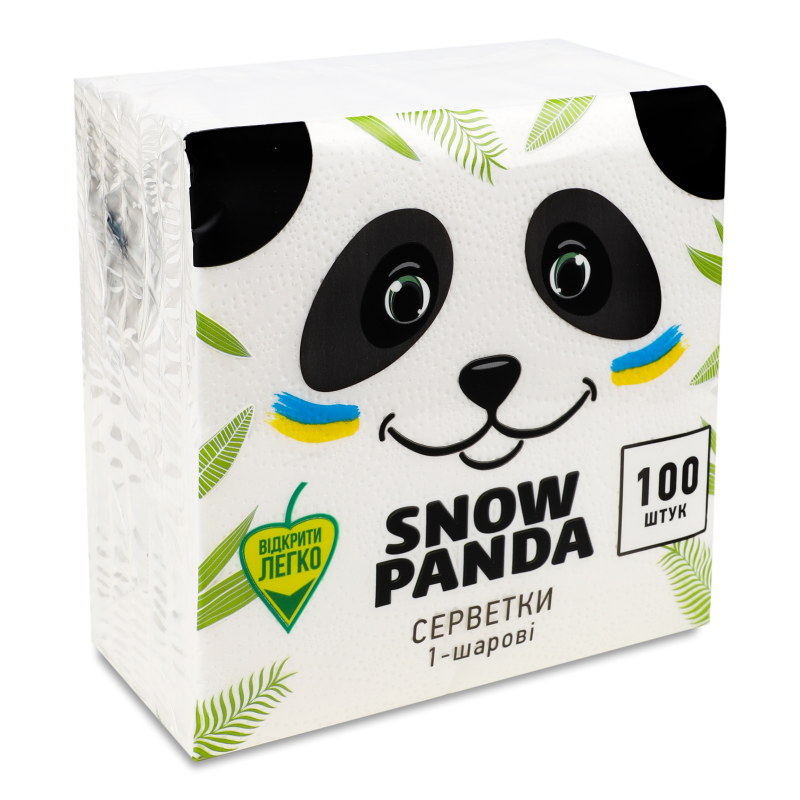 Серветки паперові білі 1шар 33*33см 100шт Snow Panda