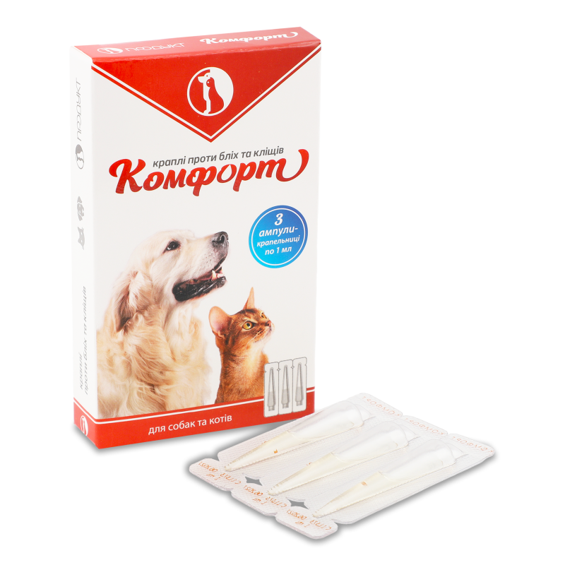 Краплі проти бліх та кліщів Комфорт 3*1мл Продукт