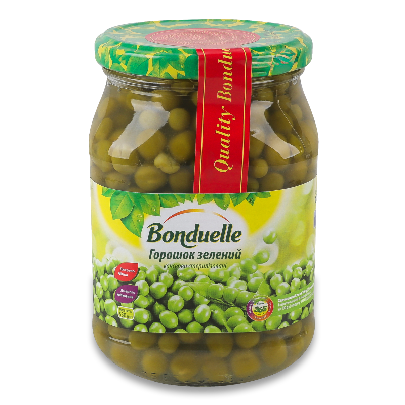 Горошок зелений ніжний 530г скло Bonduelle