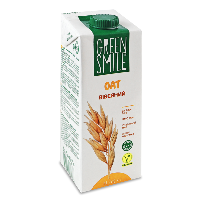 Напій вівсяний збагачений кальцієм ультрапастеризований 2,5% 1л т/брік Green Smile