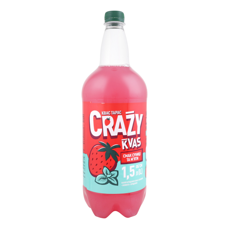 パスタイムファクトリー pastime factory マサカズくんカズエちゃん Квас хлебный Земляника и мята Crazy Kvas Квас Тарас п/бут 1.5л