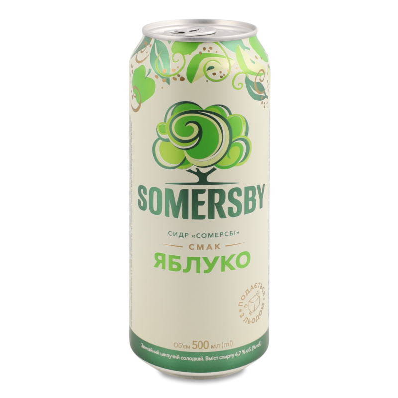 Сидр солодкий Яблуко 4,7% 0,5л ж/б Сомерсбі