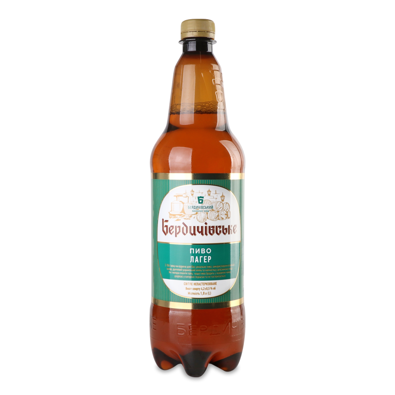 Пиво Лагер світле 3,8% 1л пет Бердичівське