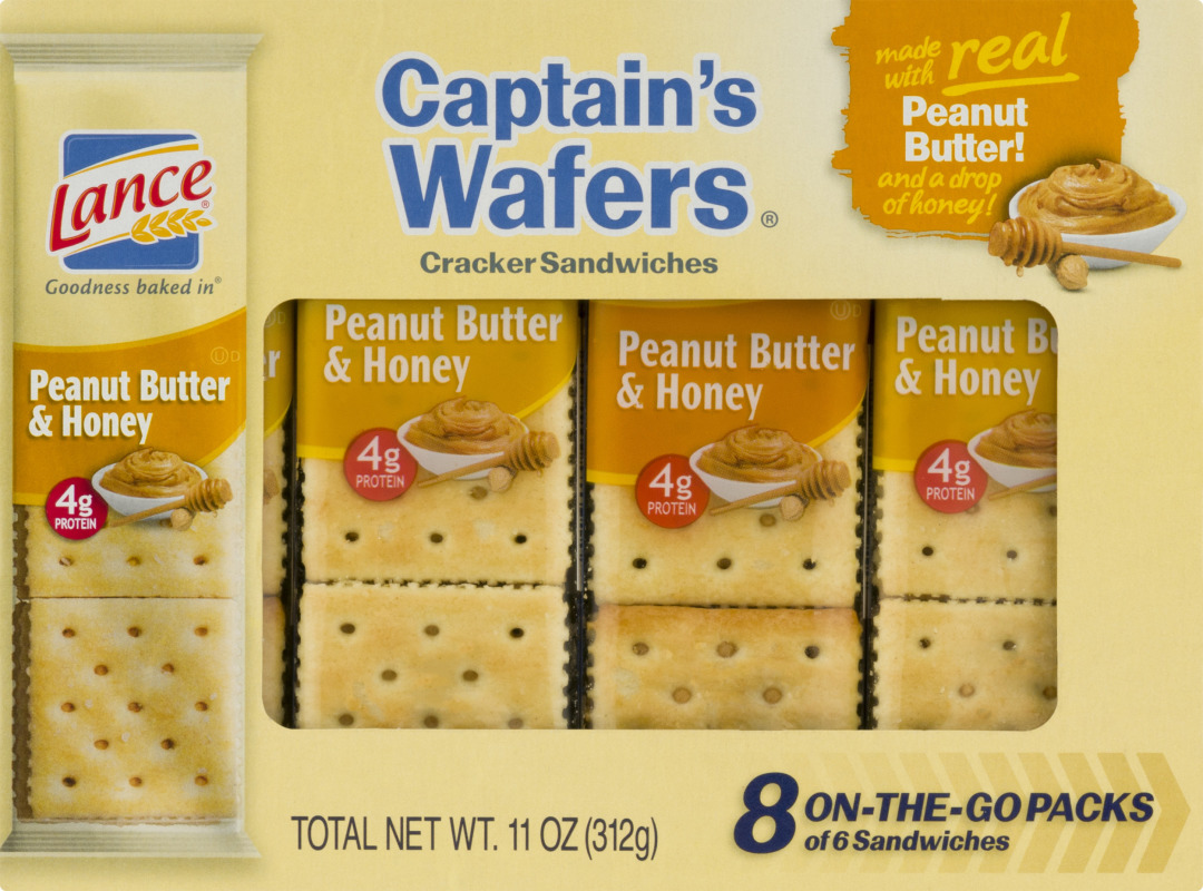 Lance Cracker Sandwiches Captain's Wafers Peanut Butter & Honey 8 CT