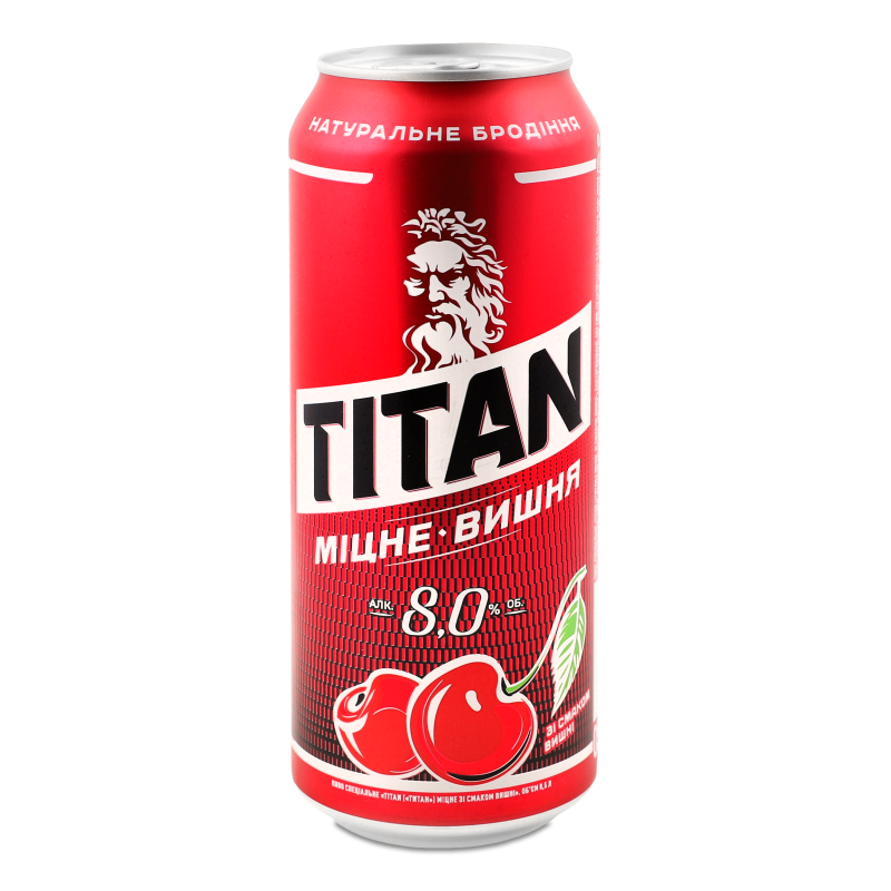 Пиво спеціальне з смаком вишні 8% 0,5л ж/б Titan