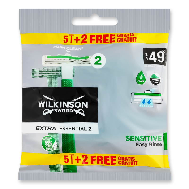 Станок д/гоління одноразовий Екстра-2 Ессеншиалс Сенсітів 7шт Вілкінсон Сворд