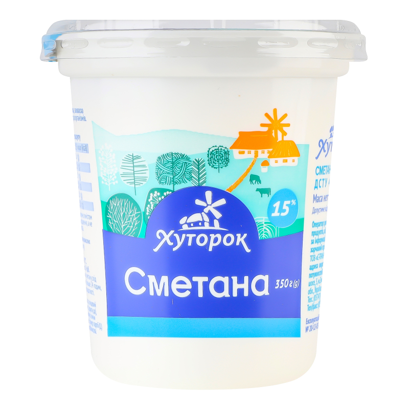 Сметана 15% Хуторок ст 350г Хуторок(14820044750302): купить в интернет ...