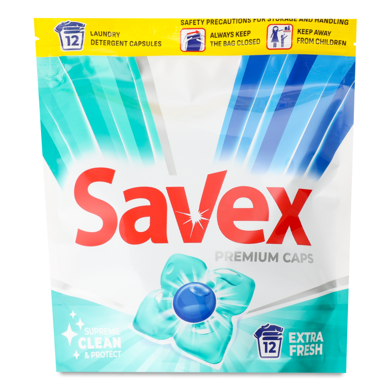 Капсули д/прання Premium Extra Fresh 12*19г Savex