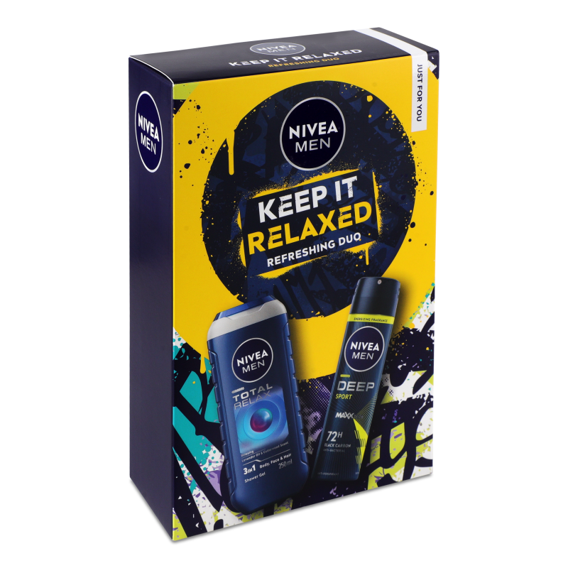 Набір Keep It Relaxed Гель д/душу Повне розслаблення 250мл+Антиперспірант Deep Sport спрей 150мл Nivea Men