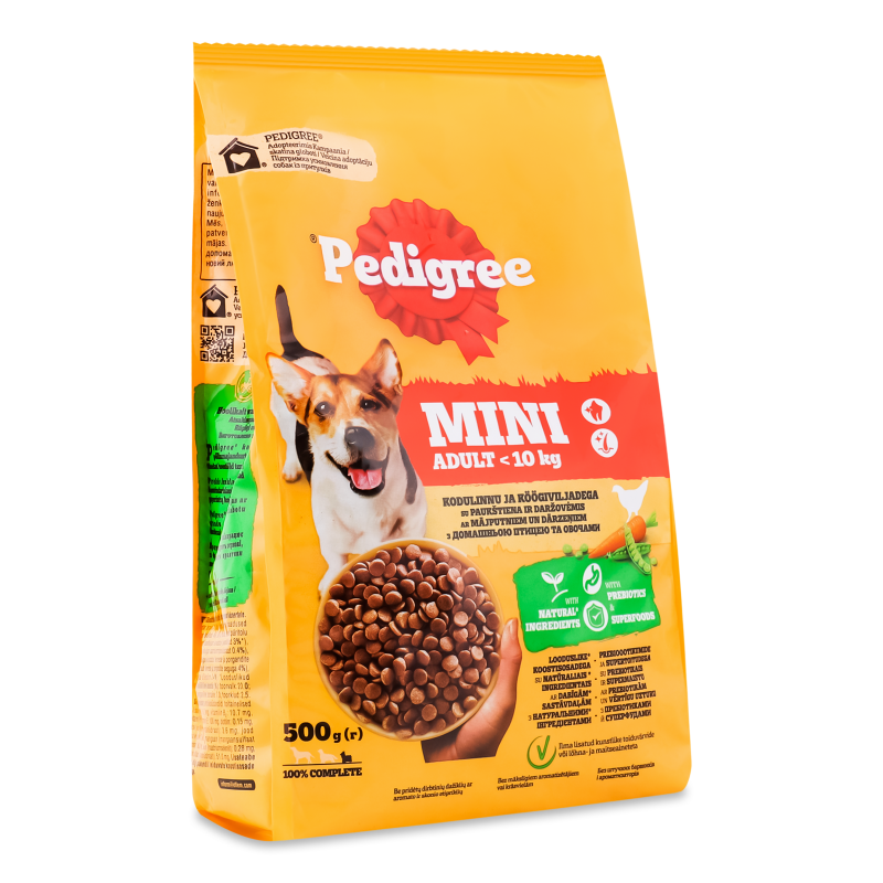 Корм д/собак малих порід з птицею та овочами сухий 500г Pedigree
