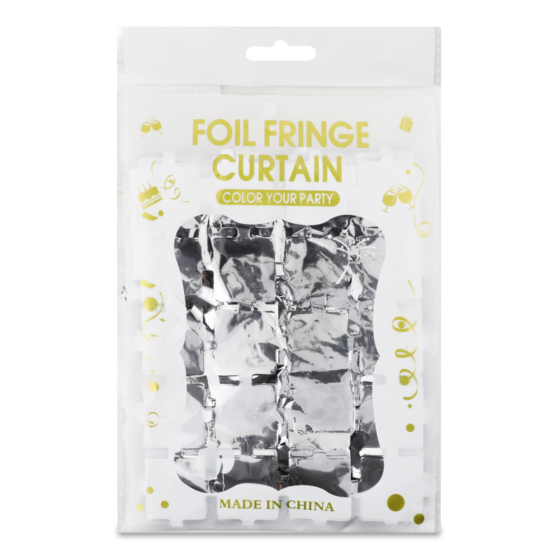 Шторка д/фотозони Квадратики срібло фольгована 1*2м