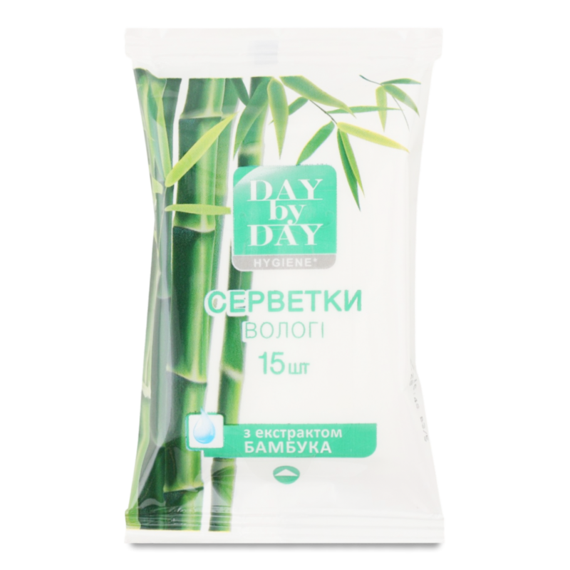 Серветки вологі з екстрактом бамбука 15шт Day by Day