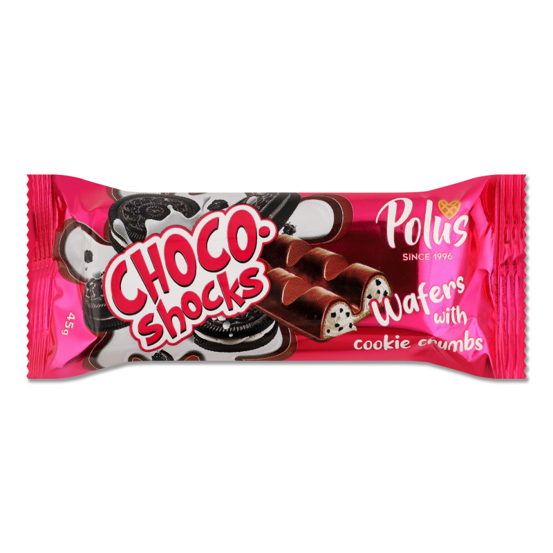 Вафлі Choco-shocks з крихтою печива 45г Polus