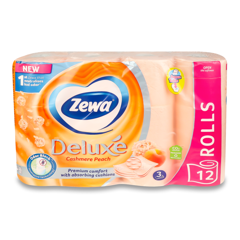 Папір туалетний Deluxe Cashmere Peach 3шари 12шт Zewa