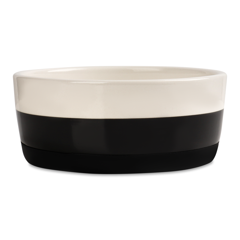 Миска д/собак Дюк 420мл чорно-біла кераміка протиковзка Flamingo