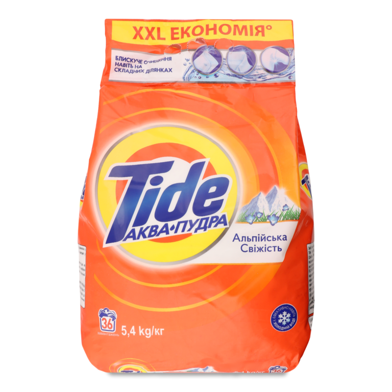 Засіб миючий синтетичний Аква Пудра Альпійська свіжість автомат 5,4кг Тайд