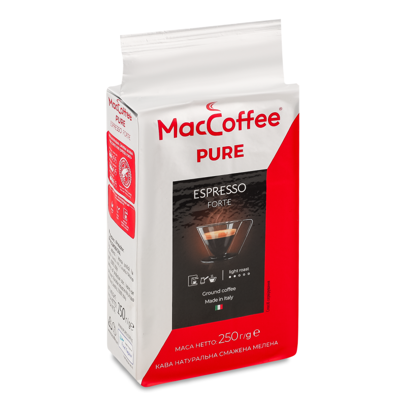 Кава Pure Espresso Forte мелена смажена 250г в/у MacCoffee