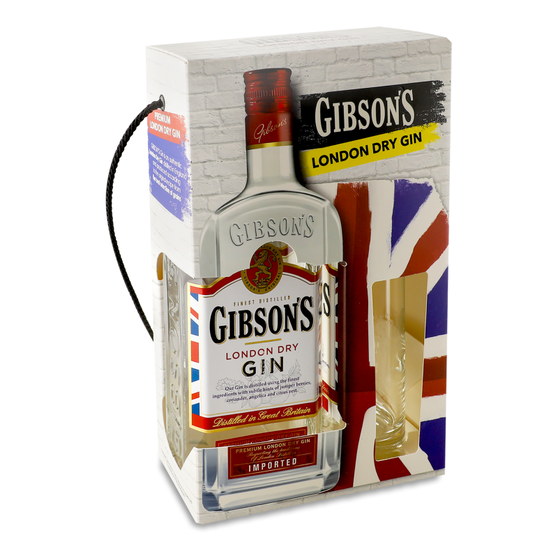 Джин London Dry 37,5% 0,7л+бокал коробка Gibson’s