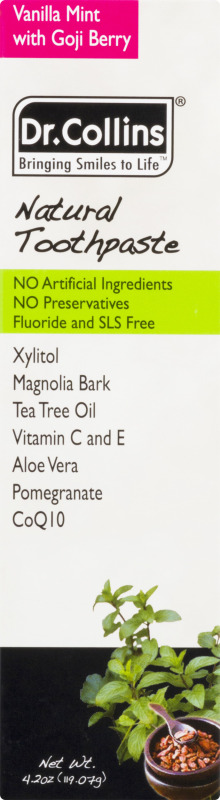 Dr. Collins Natural Toothpaste Vanilla Mint with Goji Berry Dr. Collins ...