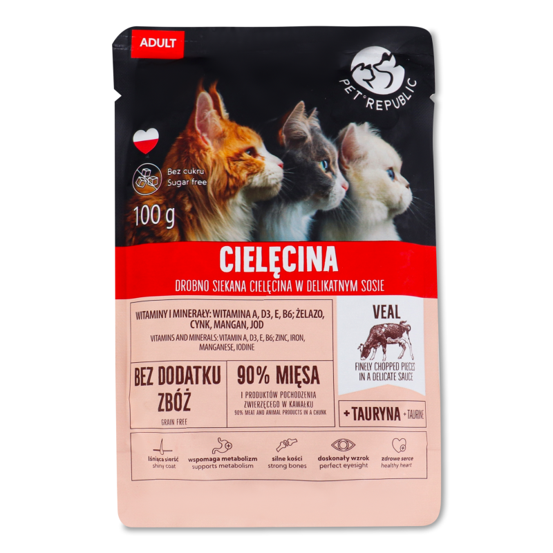 Корм д/котів Шматочки телятини в соусі 100г пауч Pet Republic