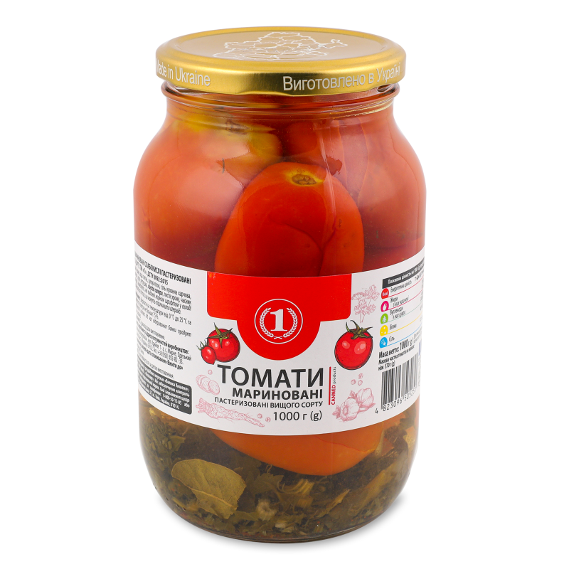 Томати мариновані 1000г твіст/б ТМ “1”