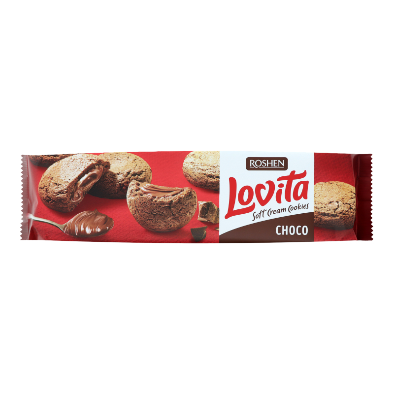 Печиво здобне з какао Lovita Soft Cream Cookies Roshen м/у